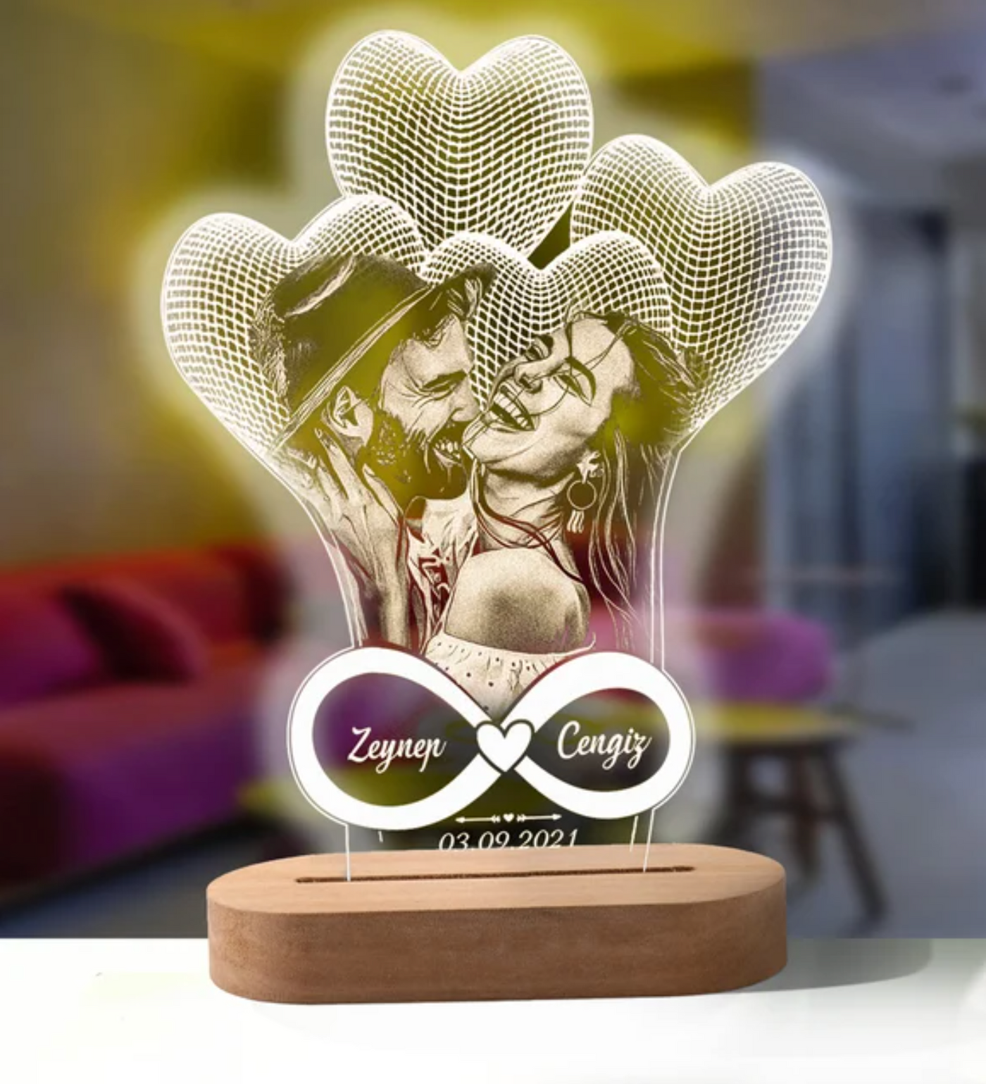 Personalized 3D Photo Lamp Custom Photo And Text Customized Valentine's Day Wedding Anniversary Birthday 3D Night Light Gifts