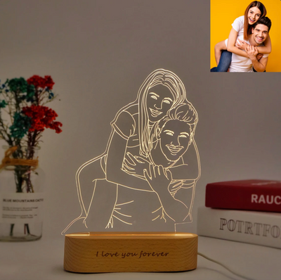 Personalized Photo Lamp, Photo Engraving, Custom Lamp Night Light, Custom 3D Lamp, Wedding Gift, Mother's Day gifts, Birthday Gift for Her