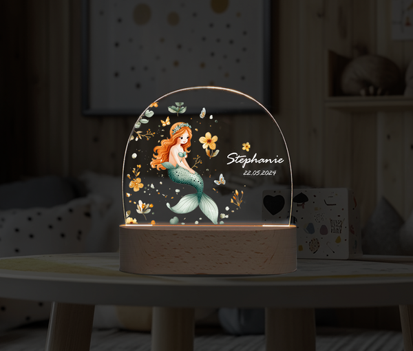 Custom 3D night light, Cute sea Mermaid DIY personalized ornament Night Light