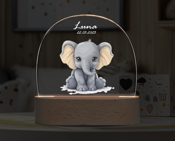 Custom 3D night light, Cute elephant DIY personalized ornament Night Light