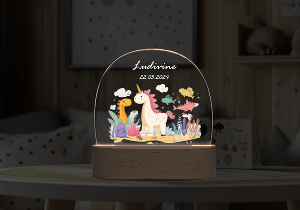 Custom  unicorn forest Tree Night DIY personalized ornament Night Light