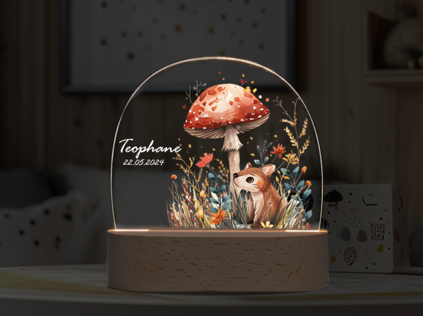 Custom 3D night light, Cute mushroom squirrel DIY personalized ornament Night Light