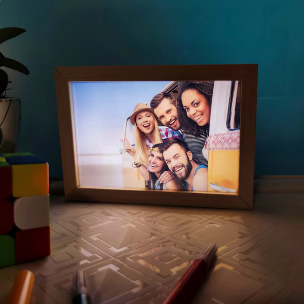 Personalized LED Backlit Photo Frame, 2-in-1 Illuminated Photo Mirror, Nightlight Photo Frame