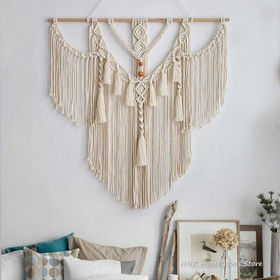 Macrame Tapestry Boho Decoration Nordic Style Hand Woven Tapestry Wall Hanging Room Living Room Art Decor 80x83cm Bohemian Decor - Beeprize